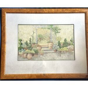 Framed Needlepoint "De Orangerie" by Veronique Cardinael (1995) Belgian Textile